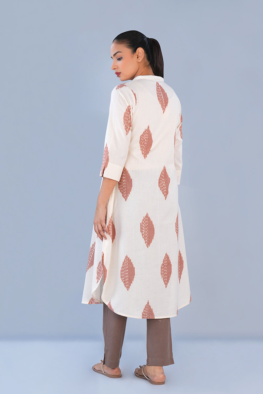 Image of Ivory Pochampally Ikat long kurta