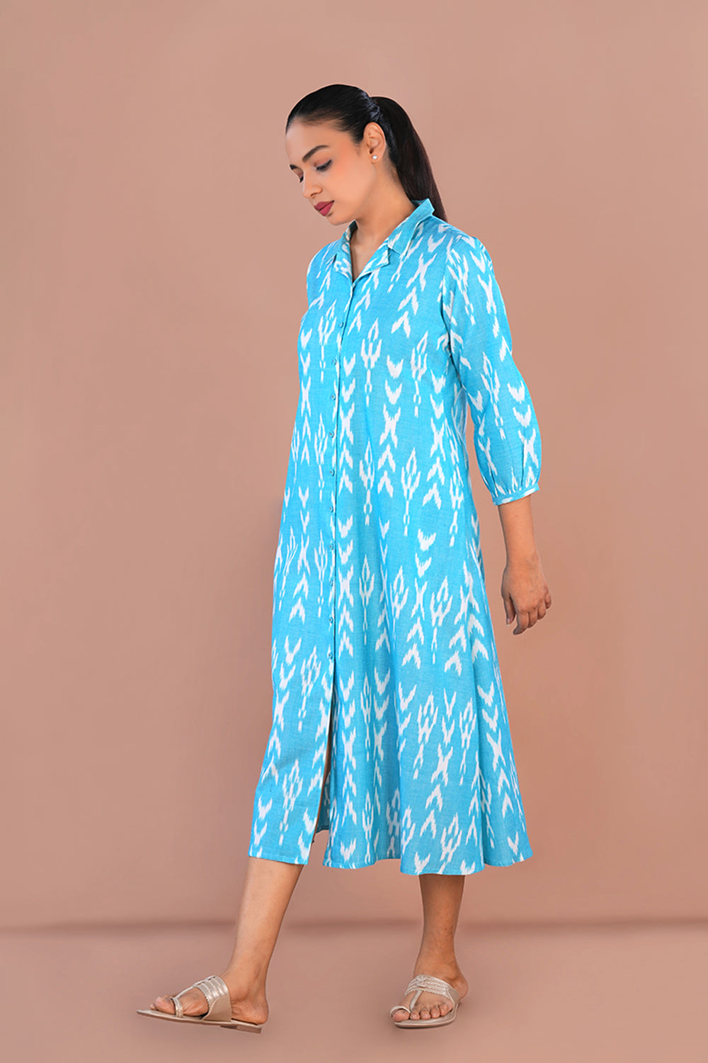 Image of Icey Blue Cotton Ikat dress