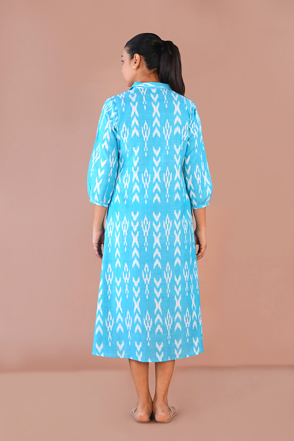 Image of Icey Blue Cotton Ikat dress
