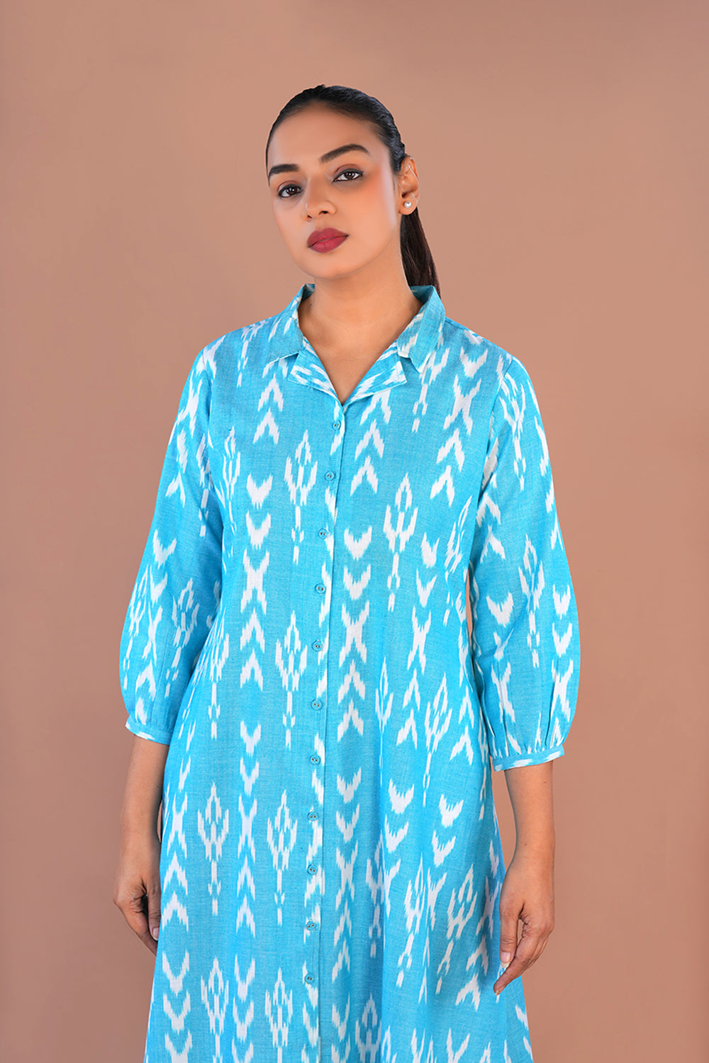 Image of Icey Blue Cotton Ikat dress