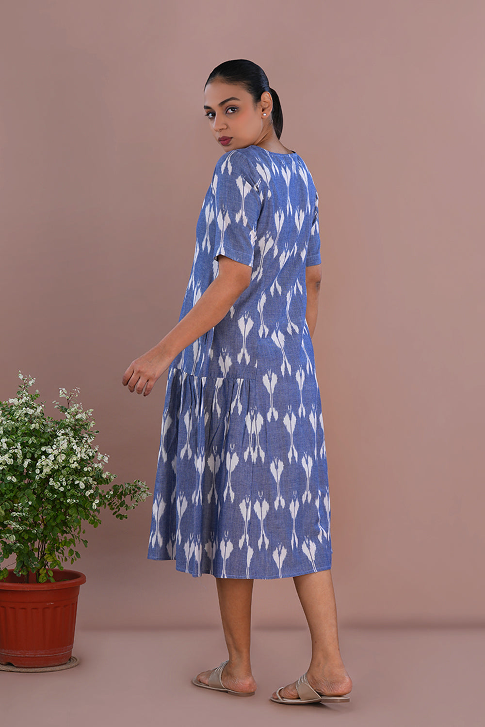Image of Chambray Pochampally Ikat dress