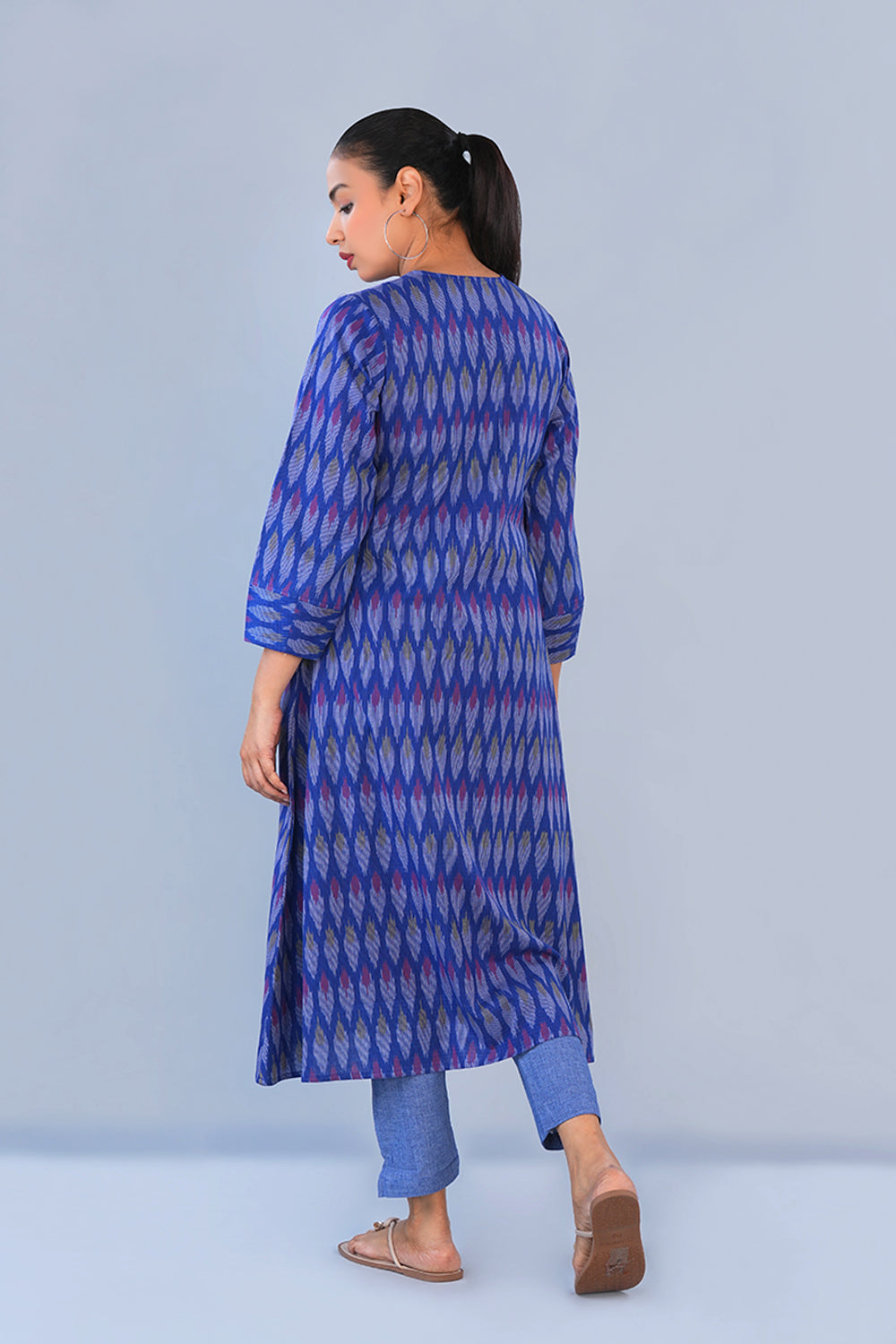 Image of Indigo Blue Pochampally Ikat Kurta