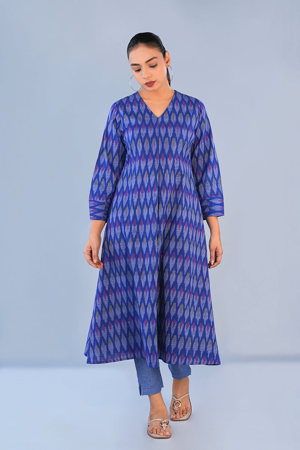 Image of Indigo Blue Pochampally Ikat Kurta