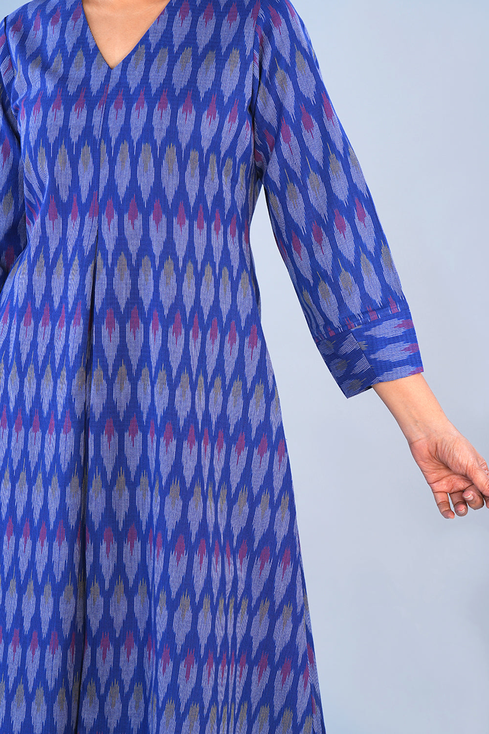 Image of Indigo Blue Pochampally Ikat Kurta