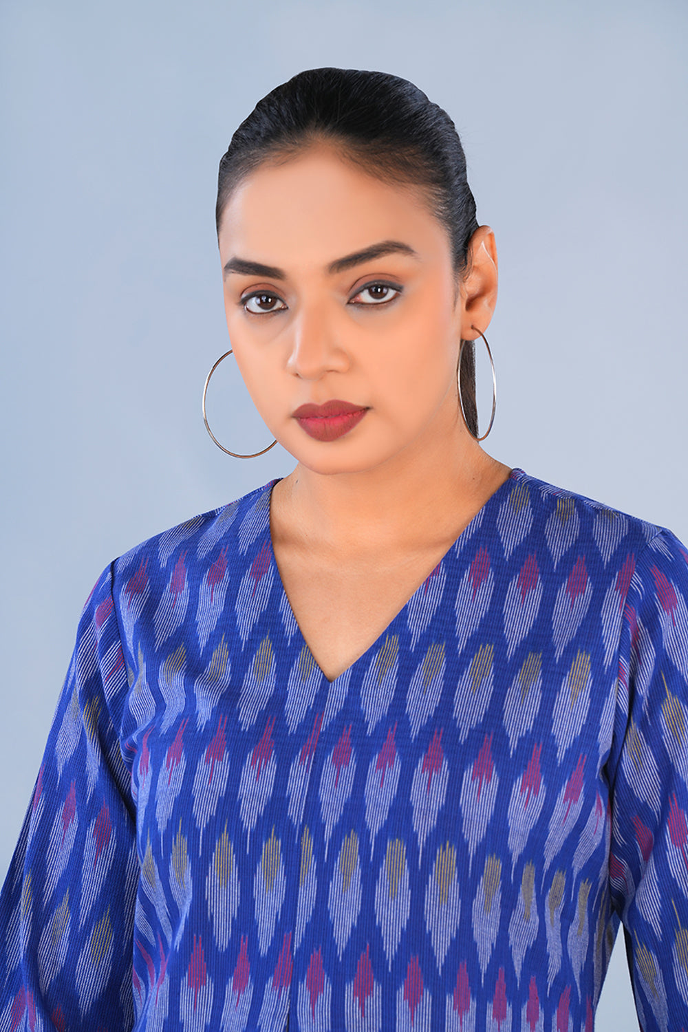 Image of Indigo Blue Pochampally Ikat Kurta