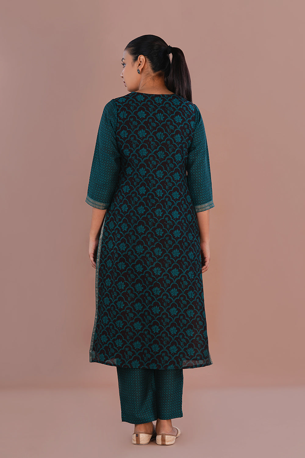 Image of Teal Green Bagh Chanderi Kurta set
