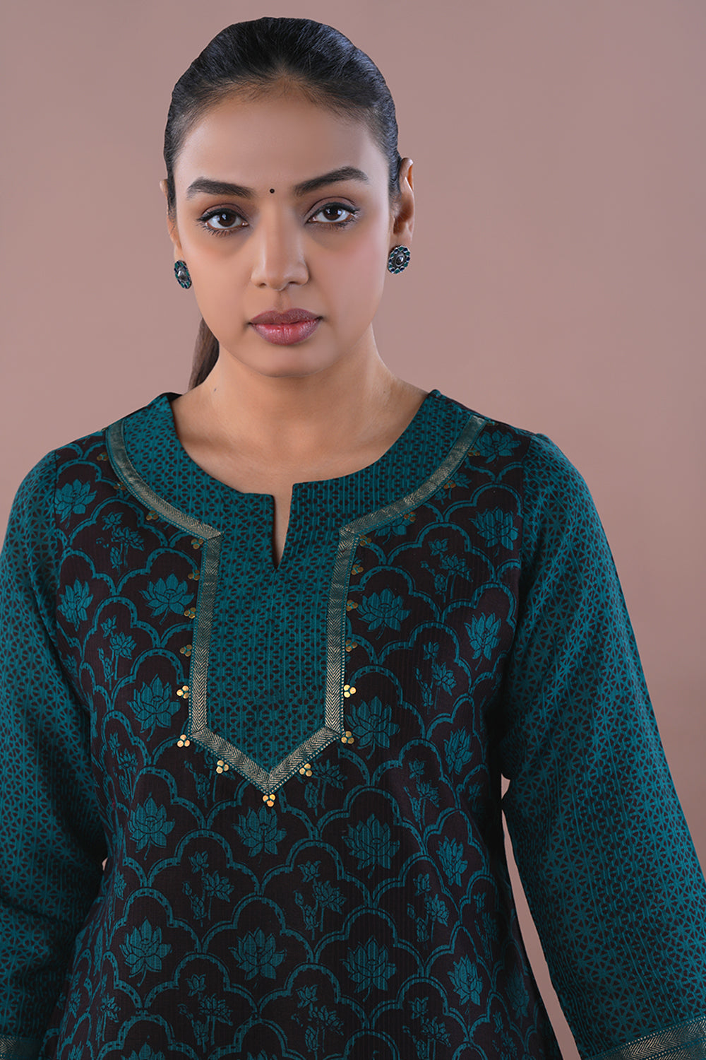 Image of Teal Green Bagh Chanderi Kurta set