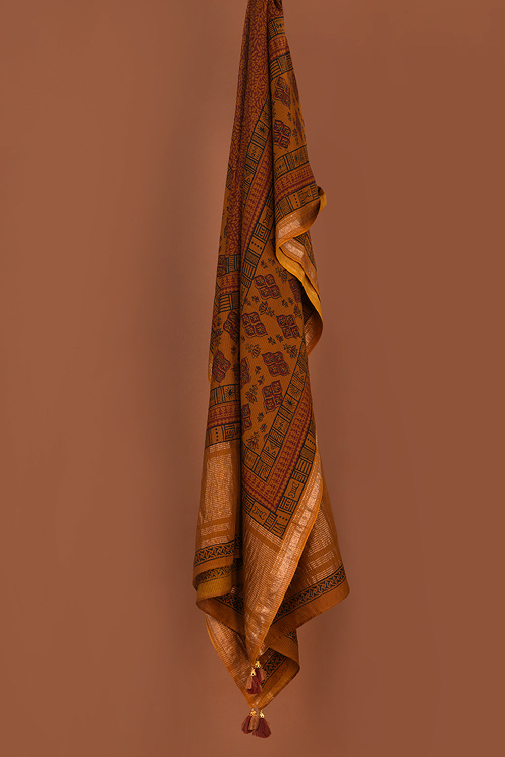 Deep Mustard Bagh Chanderi Sharara set