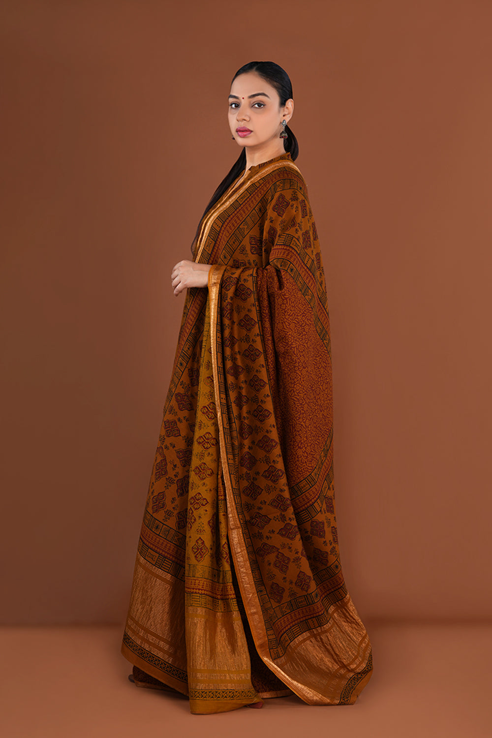 Deep Mustard Bagh Chanderi Sharara set