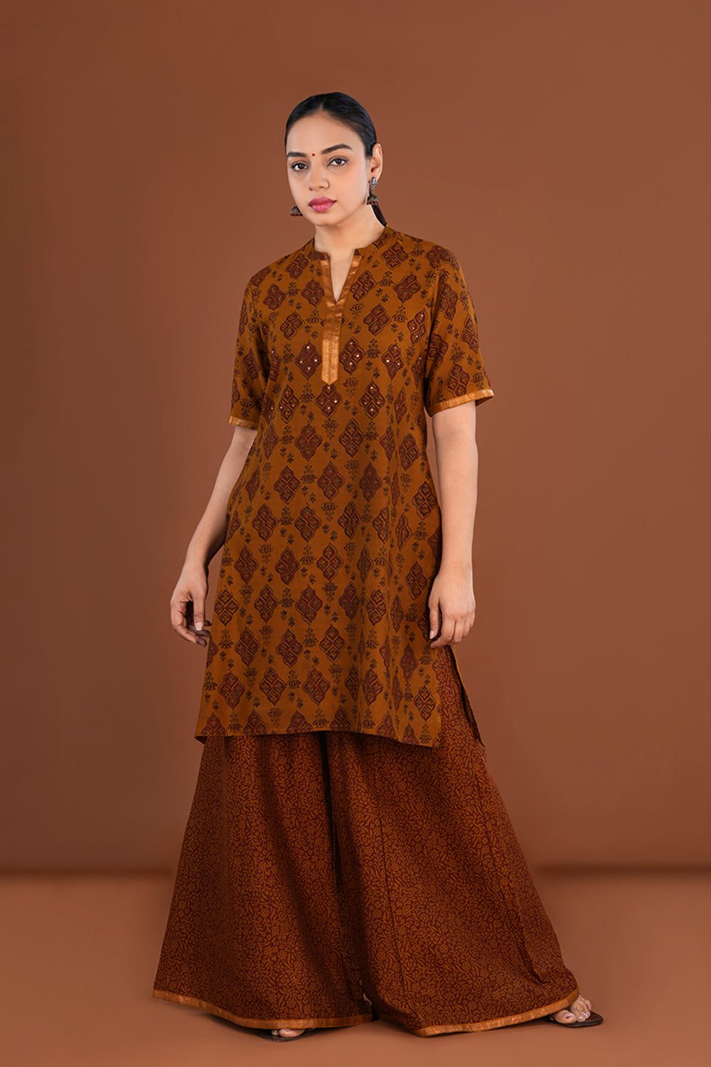 Deep Mustard Bagh Chanderi Sharara set