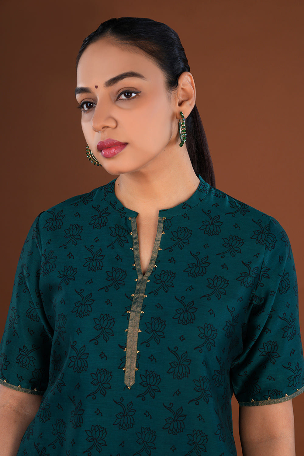 Deep Teal Green Bagh Chanderi Sharara set
