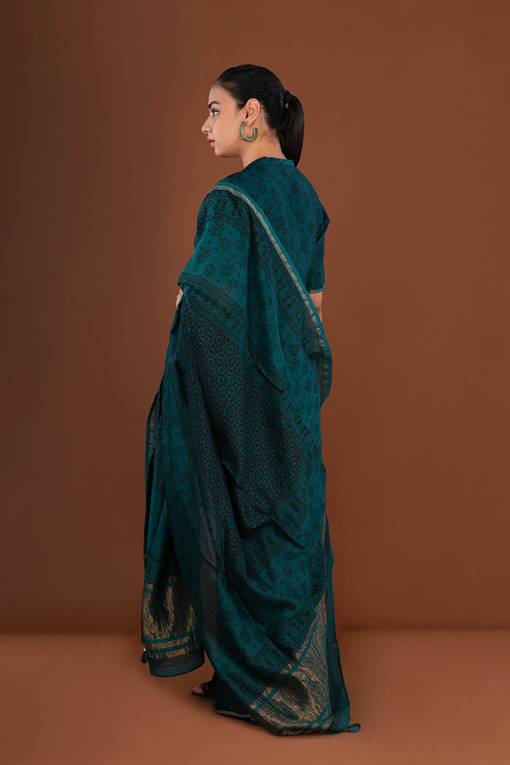 Image of Deep Teal Green Bagh Chanderi Sharara set