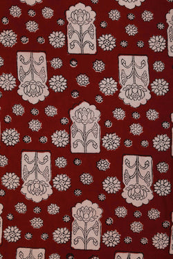 Image of Maroon Bagh block printed cotton saree