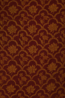 Image of Maroon and mustard Bagh block printed cotton saree