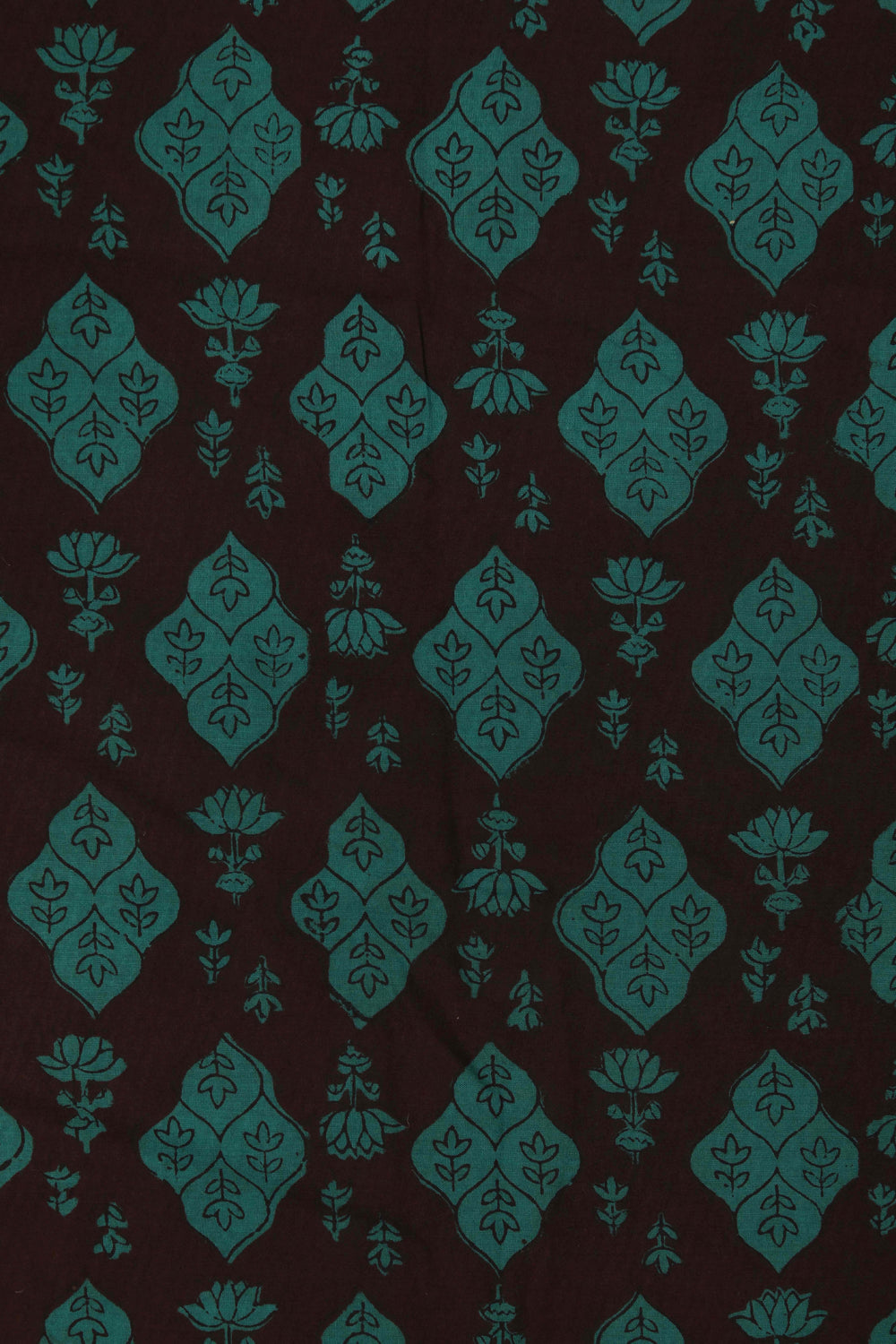 Black green Bagh block printed cotton saree