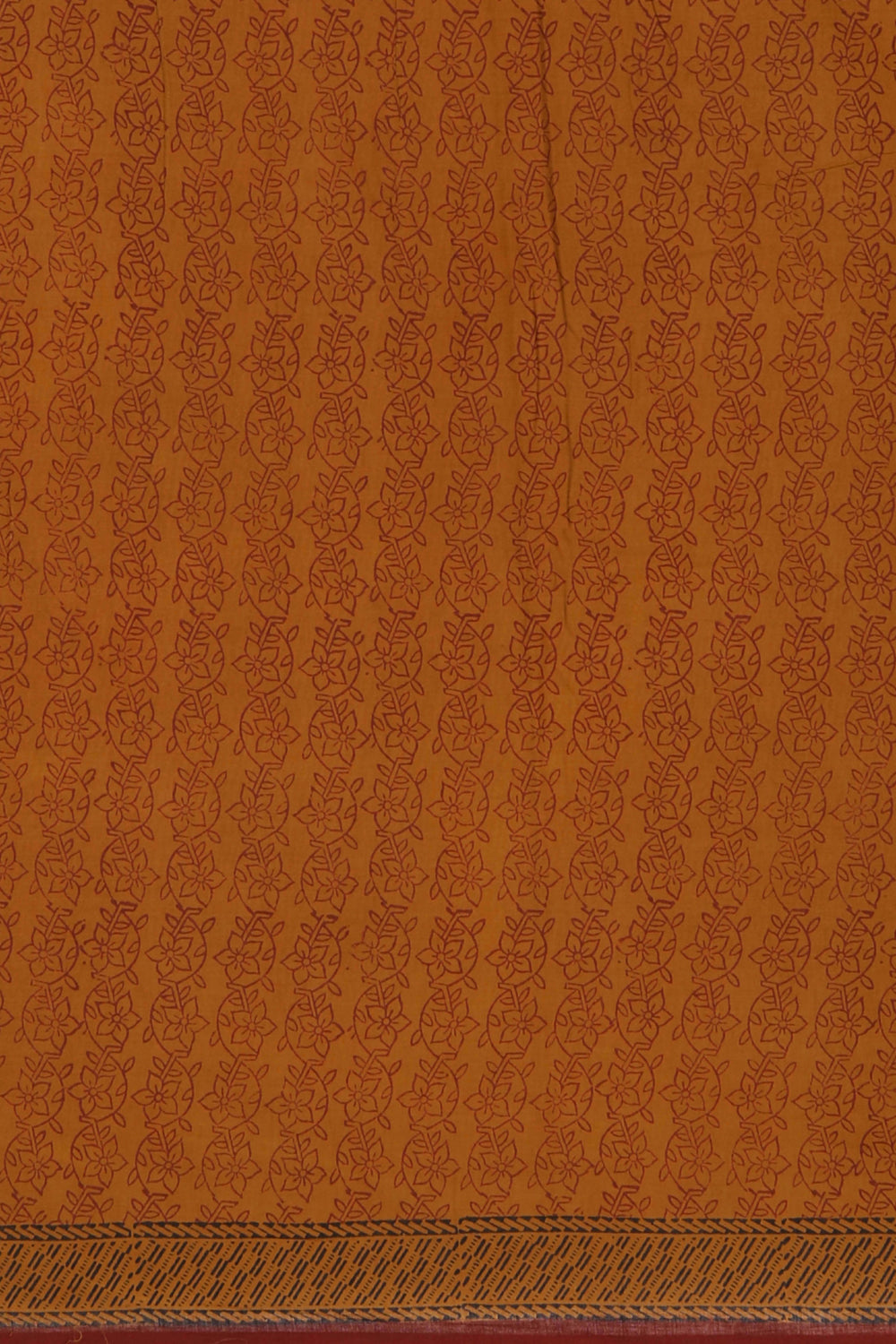 Maroon Lotus Bagh block printed Mul cotton saree
