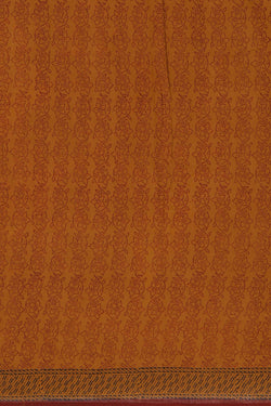 Image of Maroon Lotus Bagh block printed Mul cotton saree