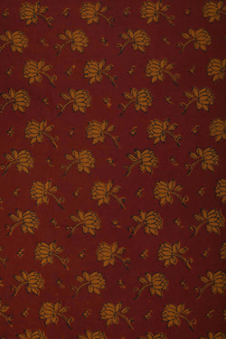Image of Maroon Lotus Bagh block printed Mul cotton saree