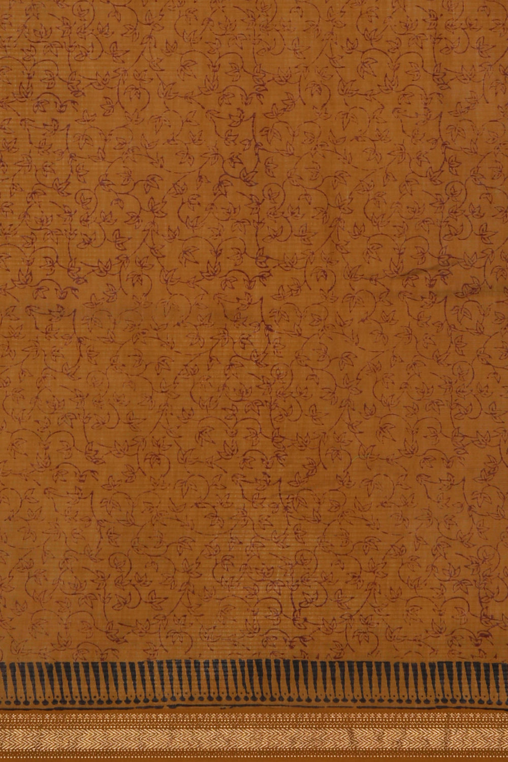 Image of Maroon Mustard peacock Bagh block printed Maheswari saree