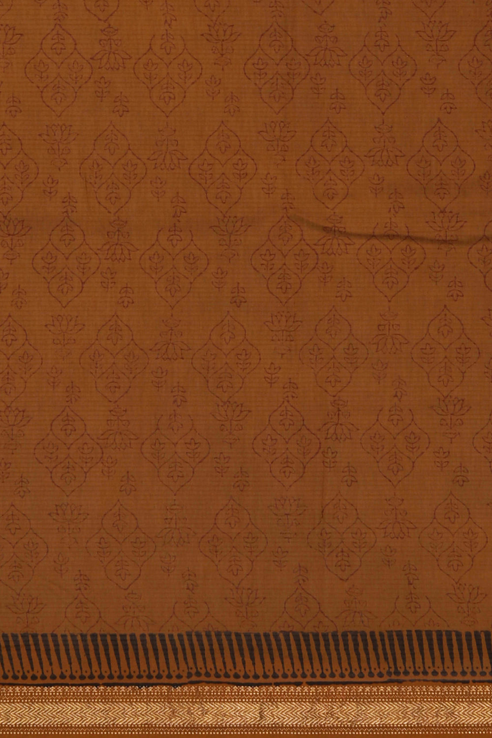 Image of Black peacock Bagh block printed Maheswari saree