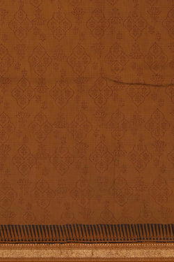 Image of Black peacock Bagh block printed Maheswari saree
