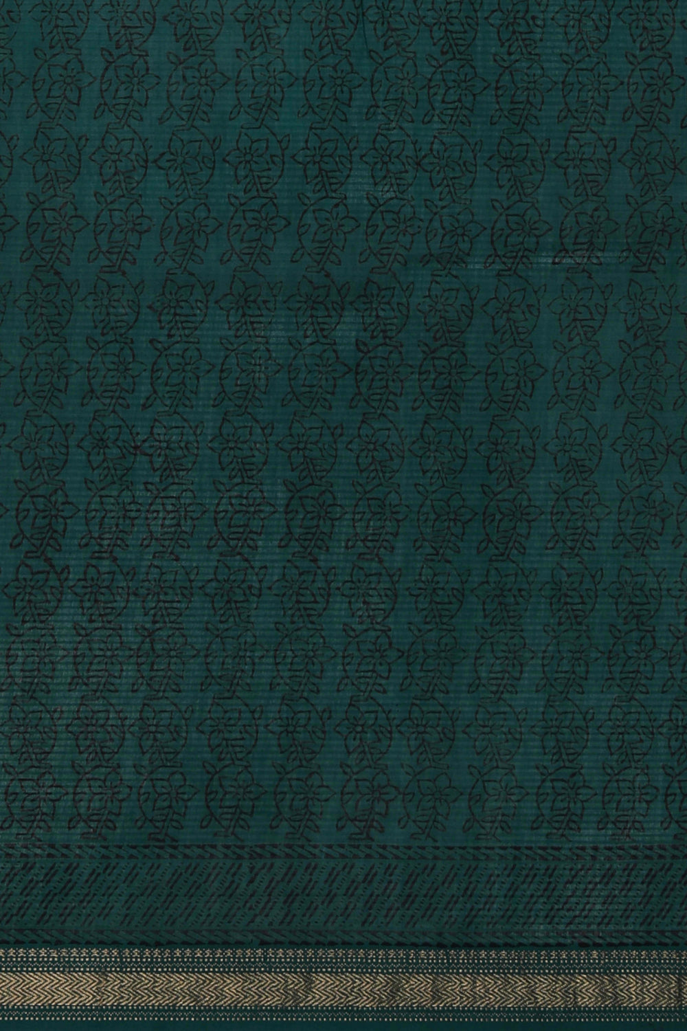 Image of Teal green Bagh block printed Maheswari saree