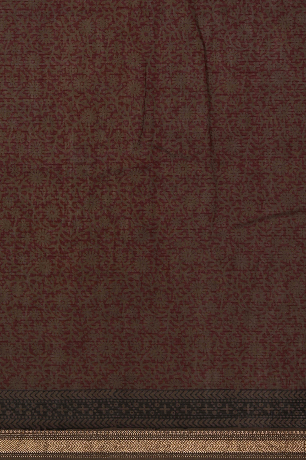 Image of Maroon grey Bagh block printed Maheswari saree