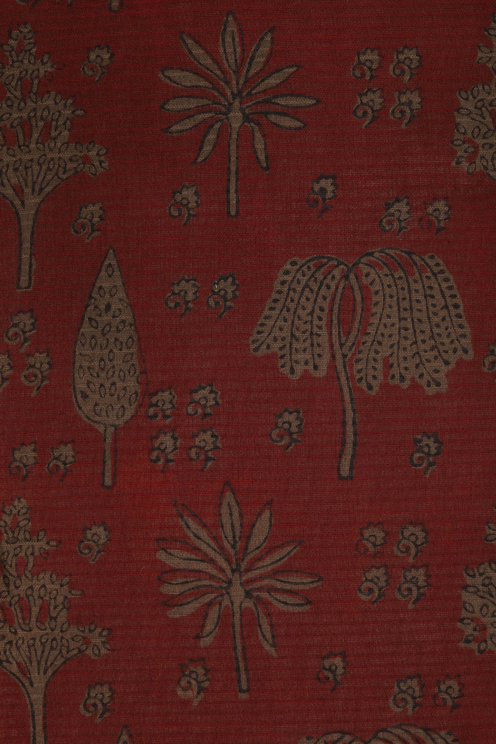 Maroon grey Bagh block printed Maheswari saree