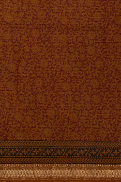 Image of Maroon Mustard Bagh block printed  Maheswari  saree