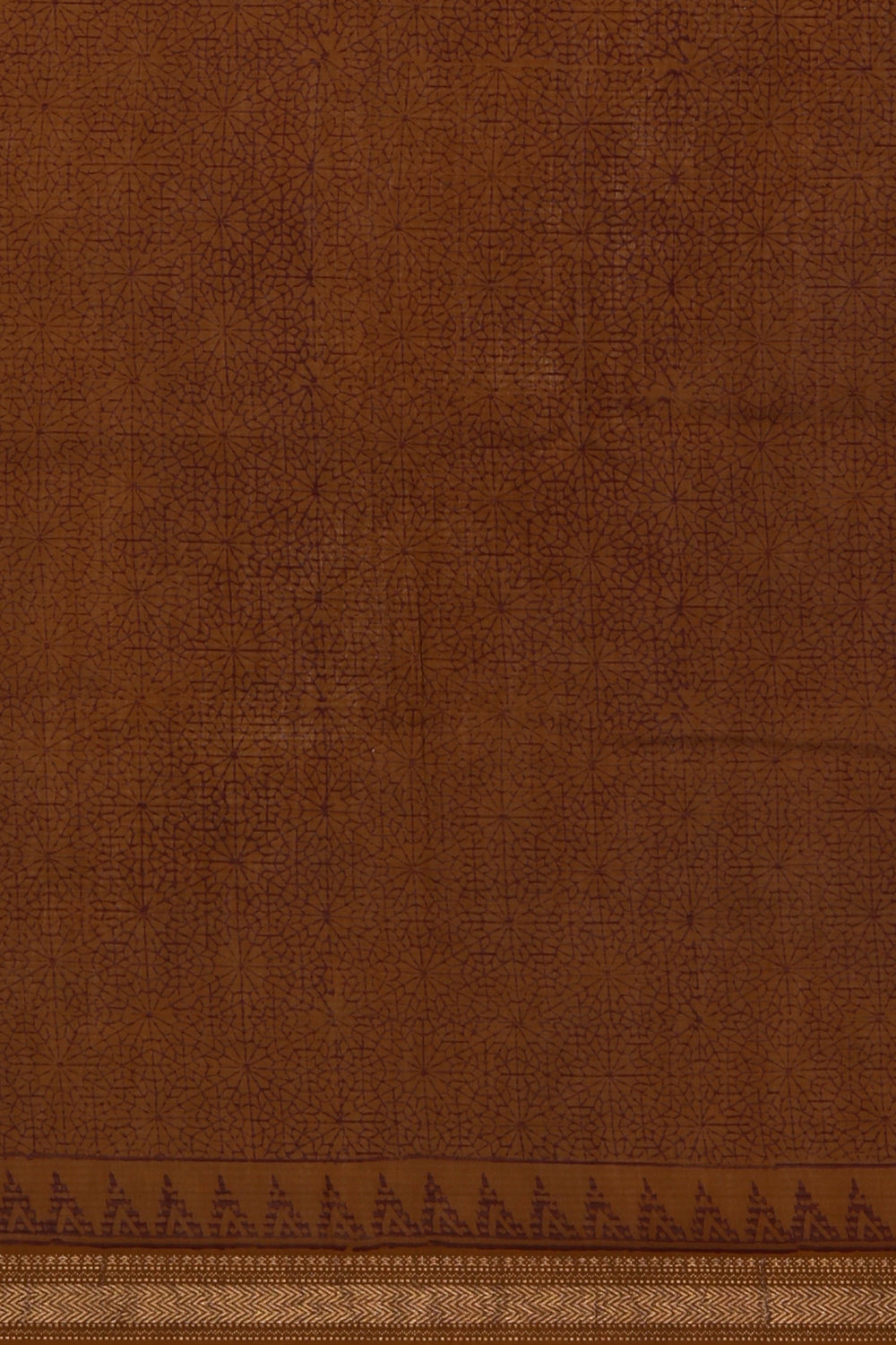 Image of Brick Maroon  Bagh block printed Maheswari saree