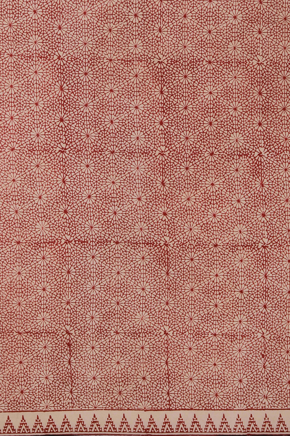 Image of Off White floral Bagh block printed cotton saree