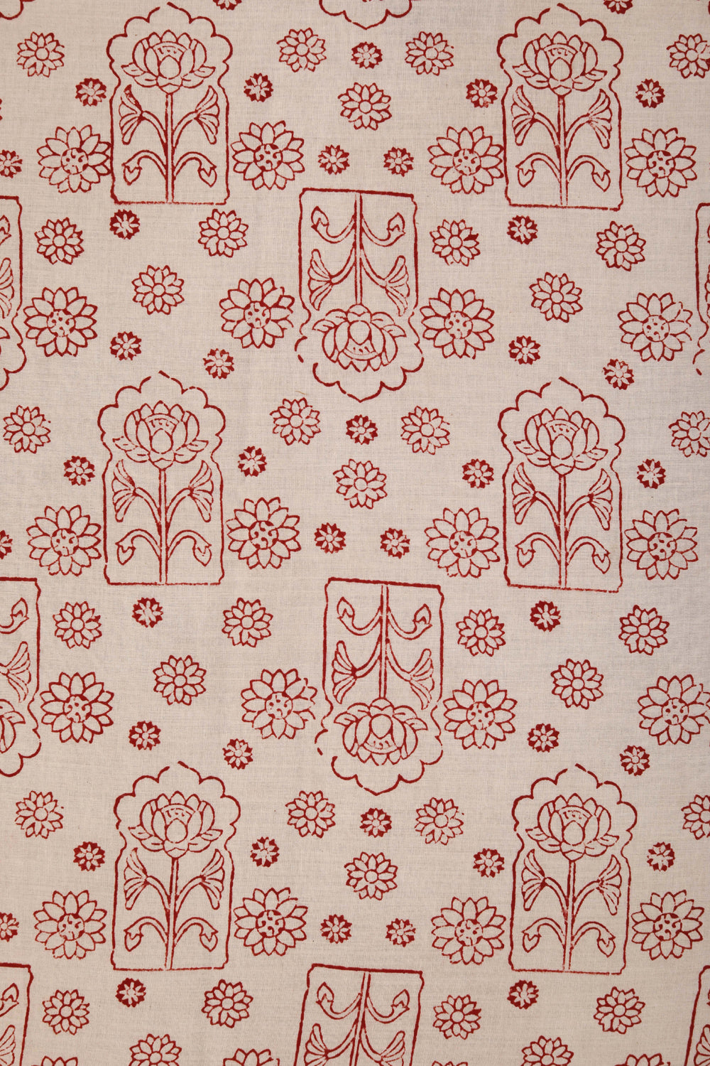 Image of Off White floral Bagh block printed cotton saree