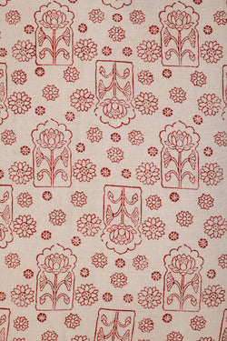 Image of Off White floral Bagh block printed cotton saree