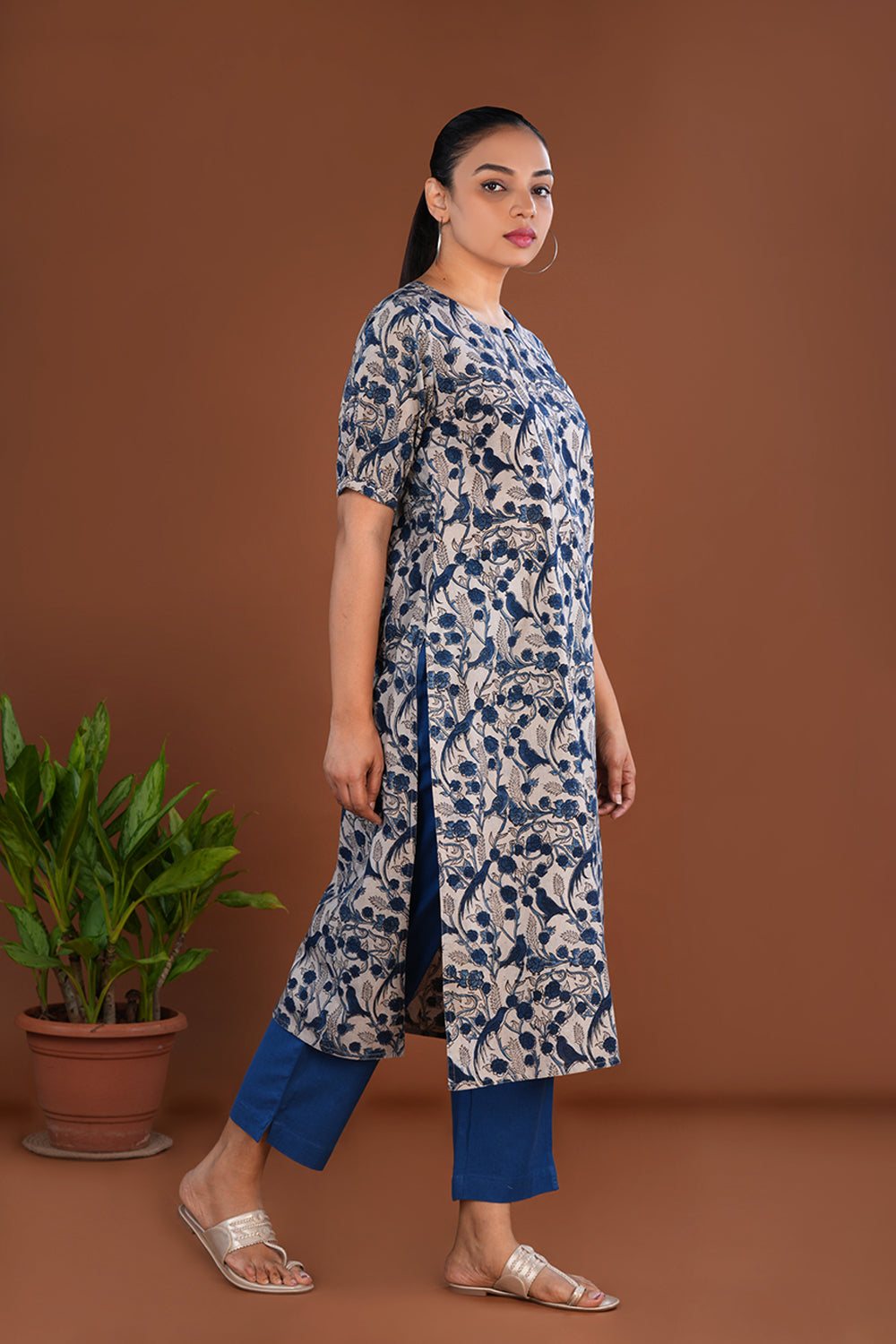 Kalamkari Mulmul Cotton Kurta