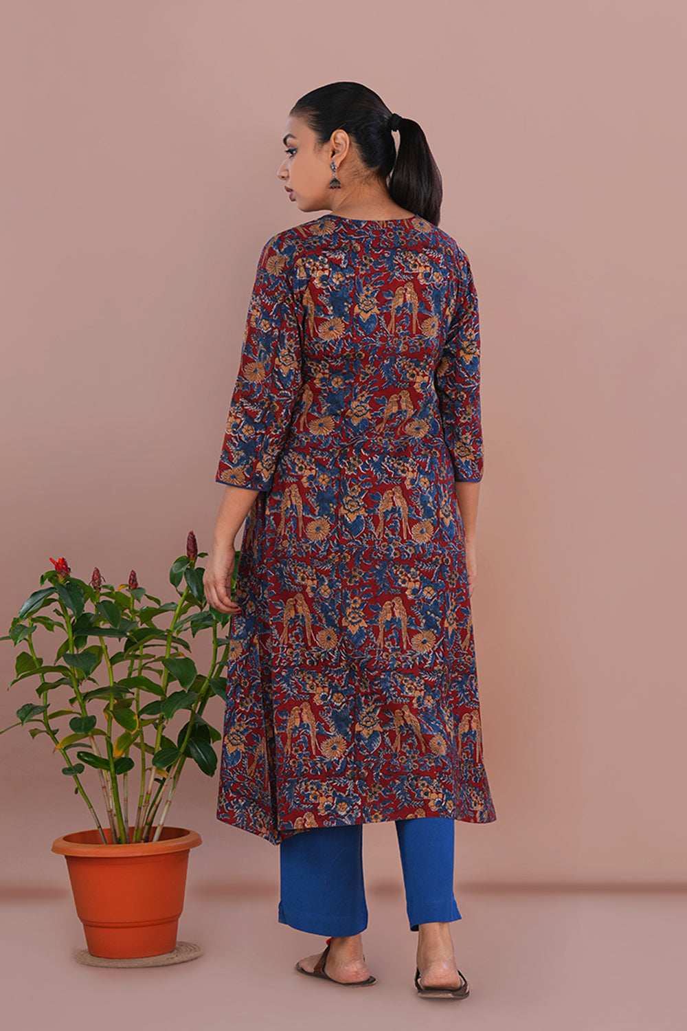 Image of Deep Maroon Kalamkari Cotton Kurta