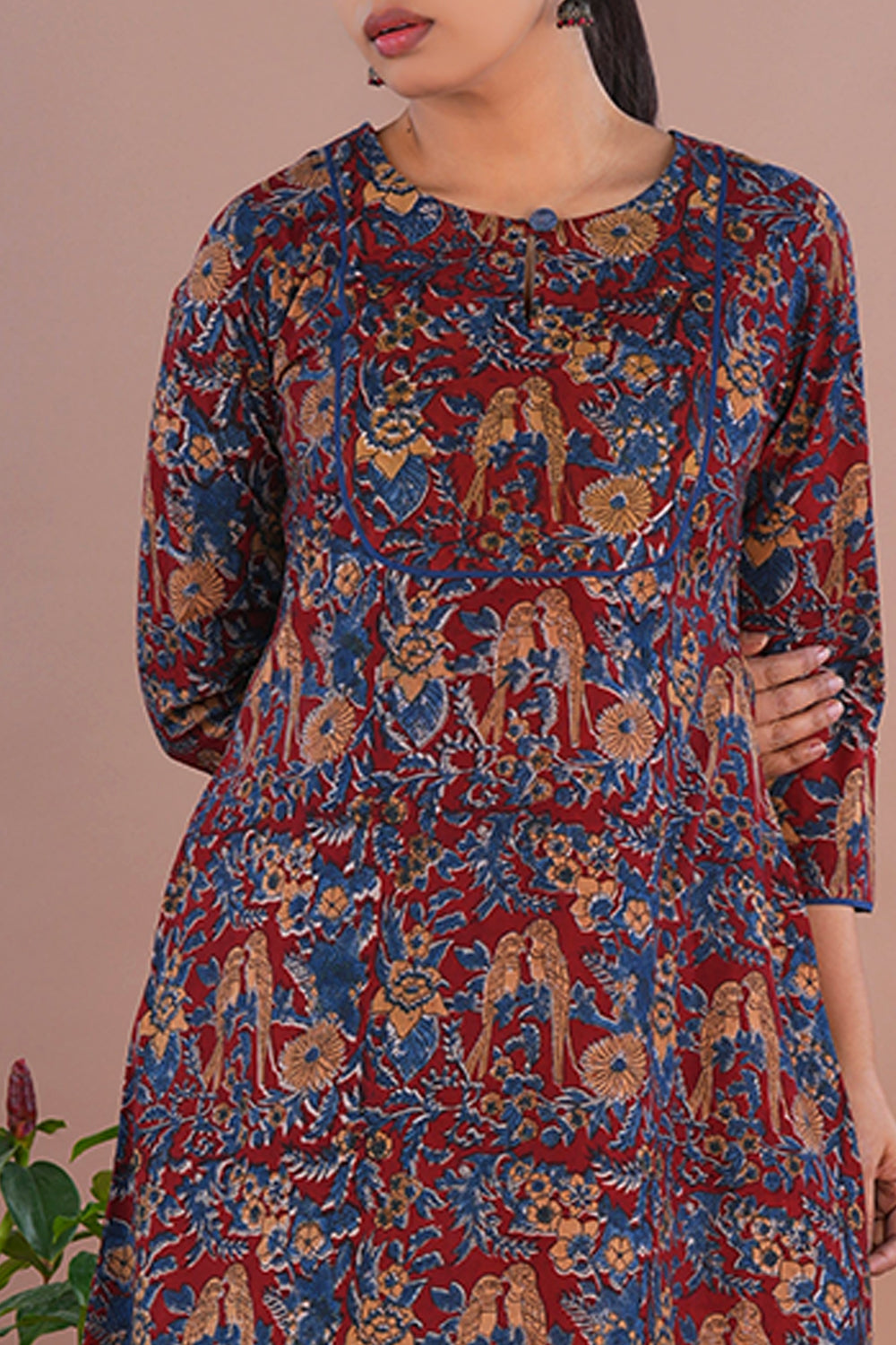 Image of Deep Maroon Kalamkari Cotton Kurta