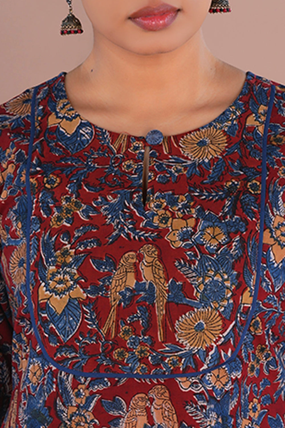 Image of Deep Maroon Kalamkari Cotton Kurta