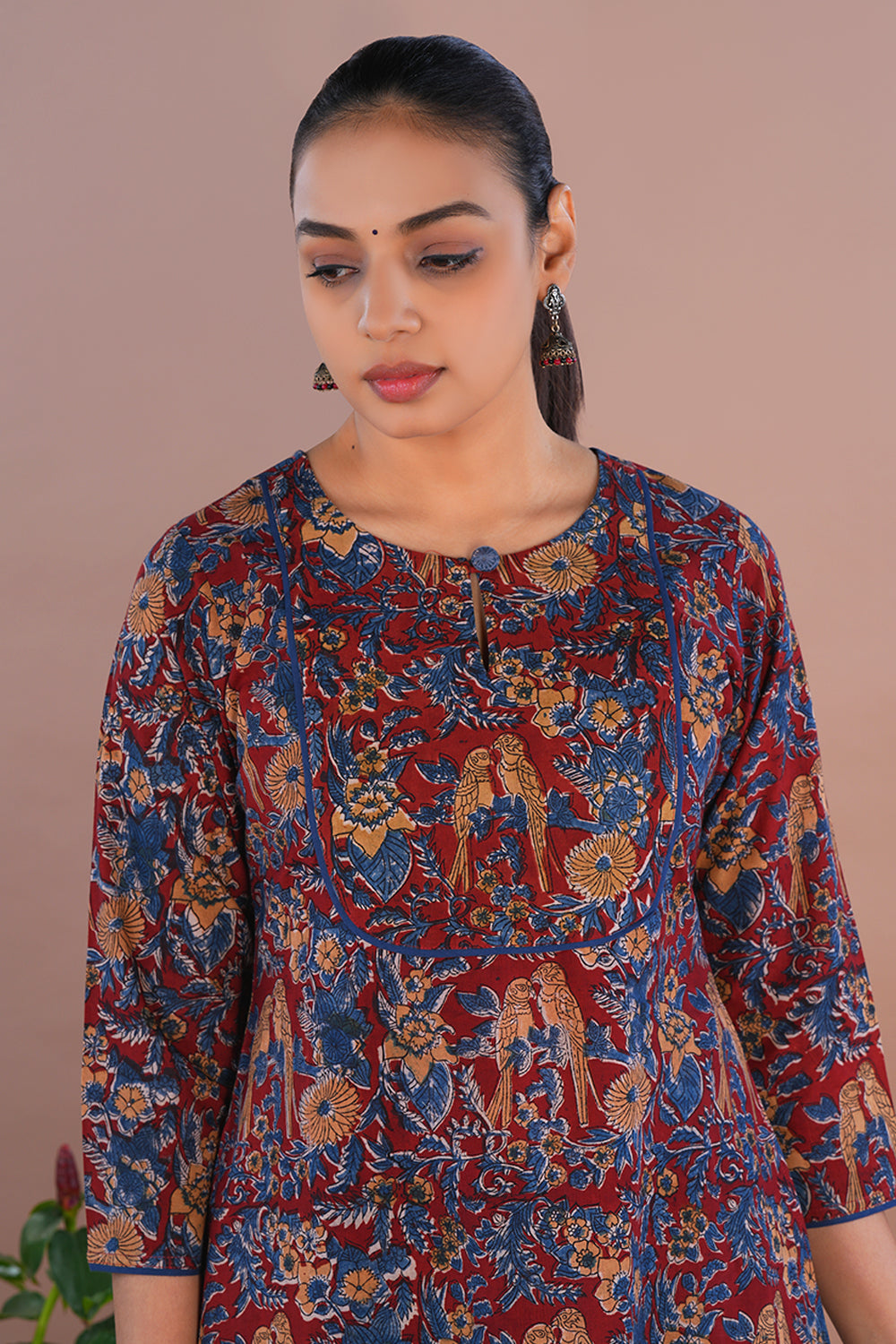 Image of Deep Maroon Kalamkari Cotton Kurta