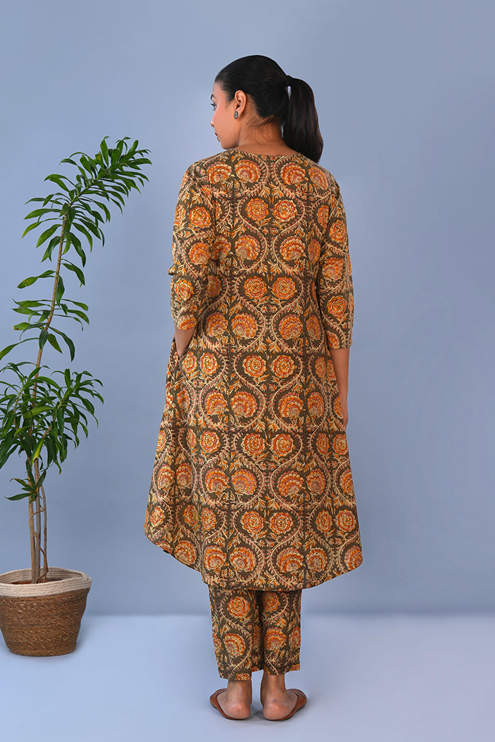Image of Olive green Kalamkari Coord set