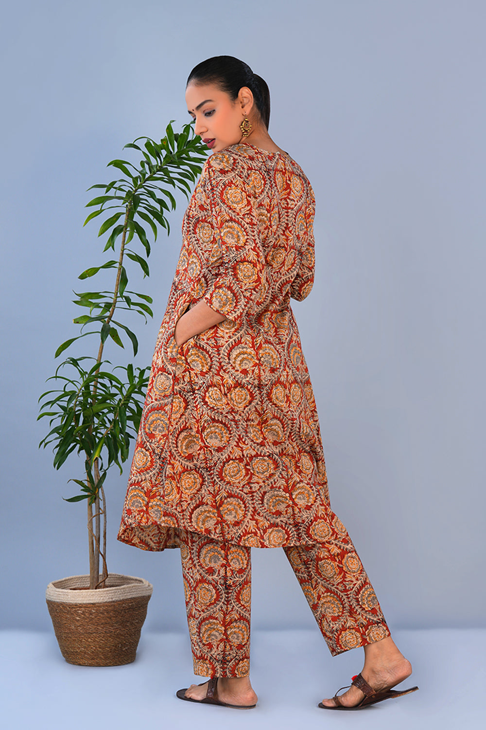 Image of Rust Red Kalamkari Coord set