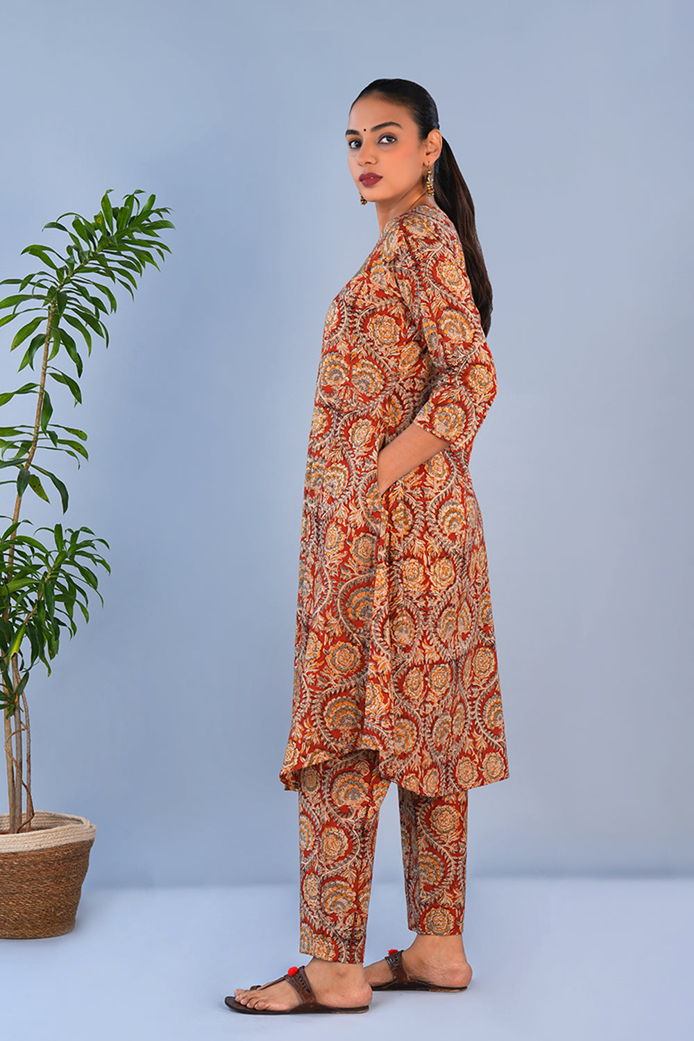 Image of Rust Red Kalamkari Coord set