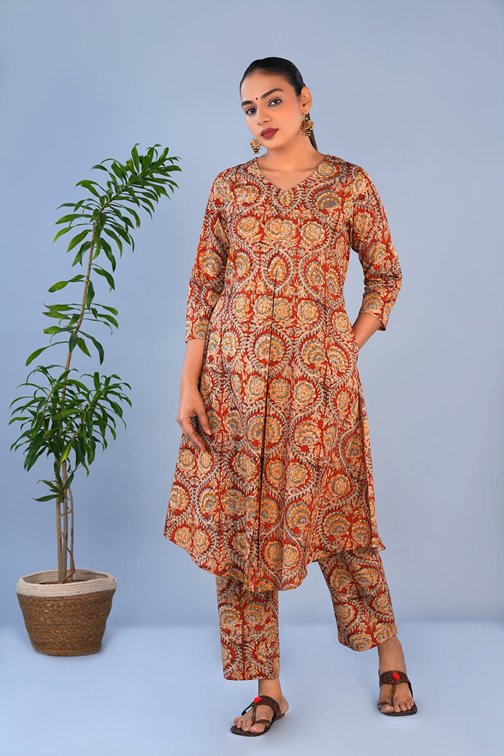 Image of Rust Red Kalamkari Coord set