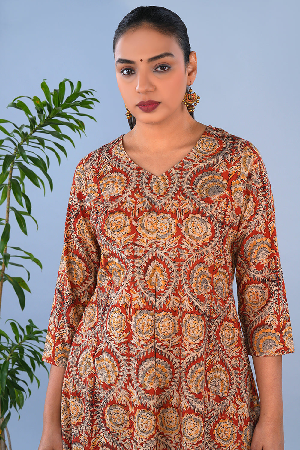 Image of Rust Red Kalamkari Coord set