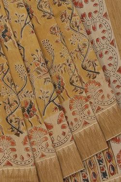 Image of Mustard  Kalamkari Chanderi Saree