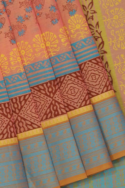 Collection of Hand block printed cotton saree in a gallery layout