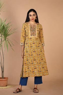 Collection of Ethnic cotton Kalamakari kurti in a gallery layout