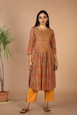 Collection of Cotton kalamkari kurti in a gallery layout