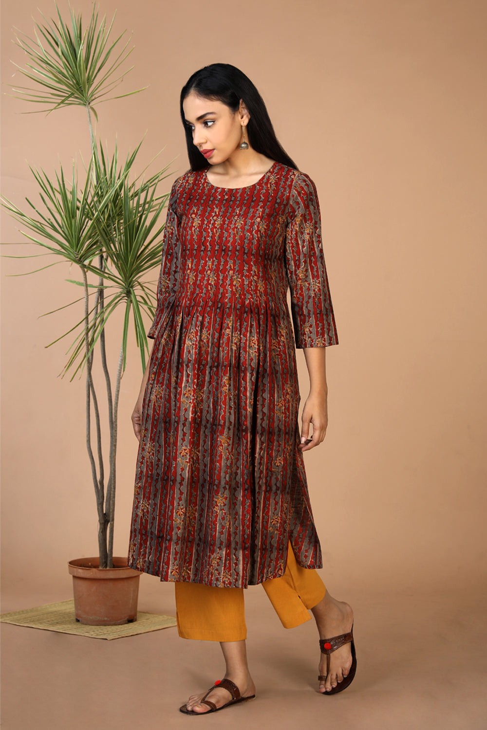 Collection of Cotton kalamkari kurti in a gallery layout