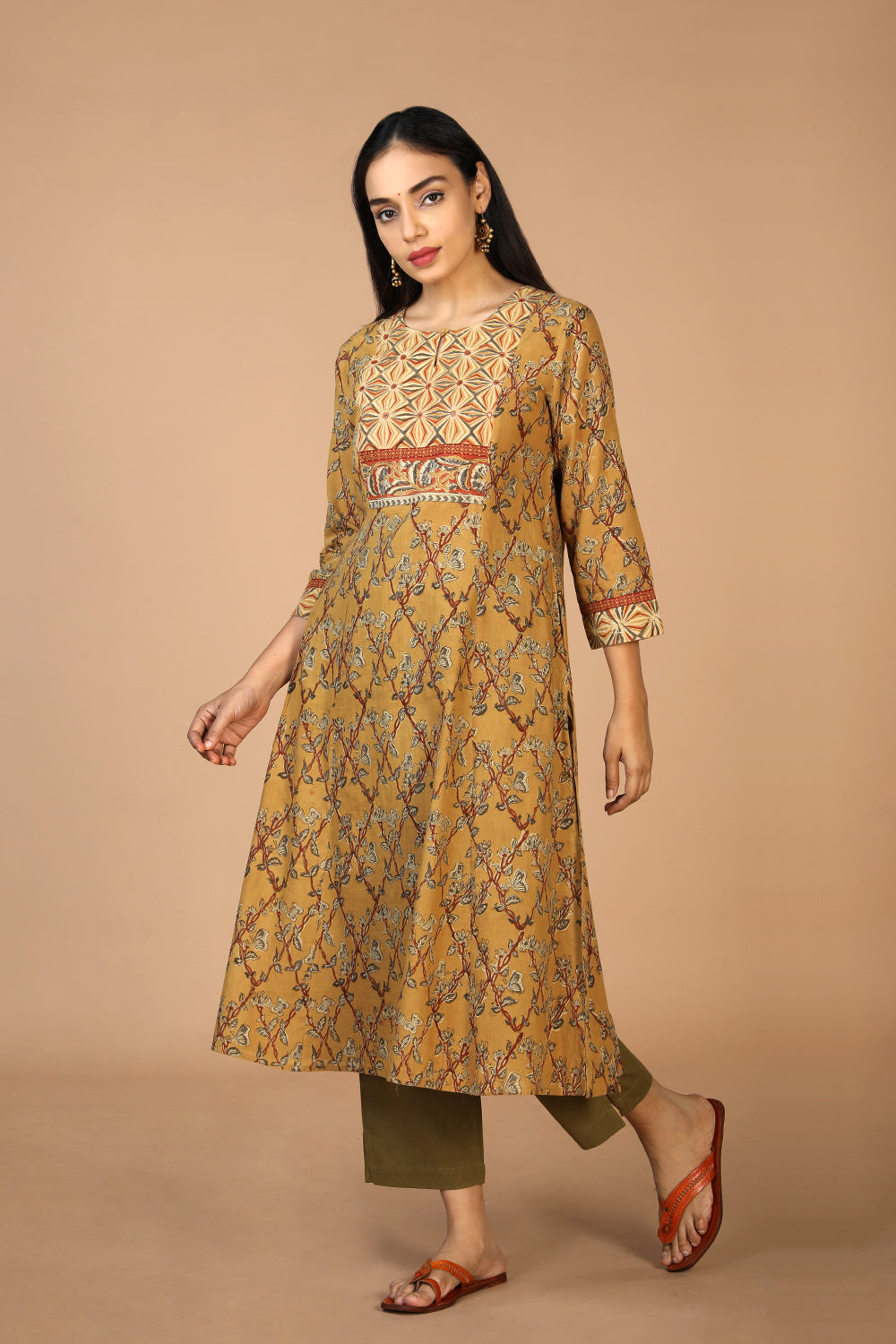 Collection of Ethnic embroidered Kalamkari kurti in a gallery layout