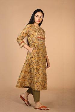 Collection of Ethnic embroidered Kalamkari kurti in a gallery layout